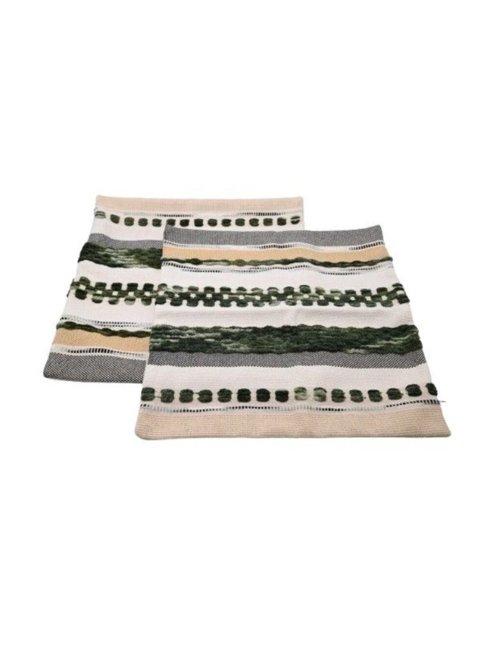 NWOT Unbranded 2 Pack Printed Zippered Pillow Covers Green Tan Gray 18"x18"